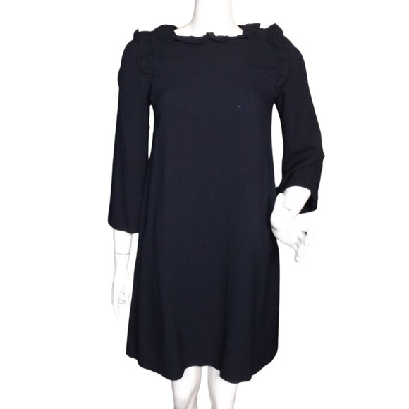 A.P.C. Dresses & Skirts - A.P.C. Dress, 36/XS, Ruffle Neck/Shoulder, Dark/Navy Blue, POCKETS, Short, Shift